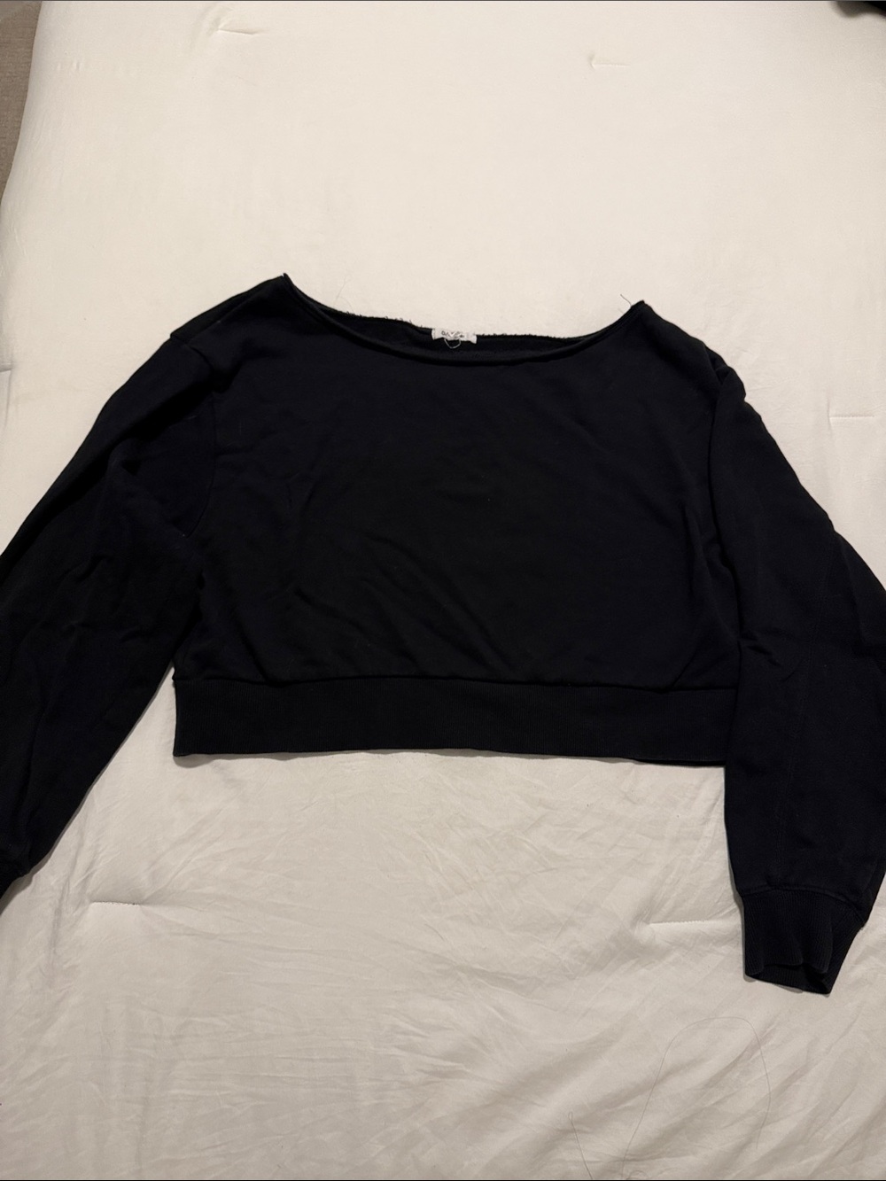 Garage Off-Shoulder Black Sweatshirt